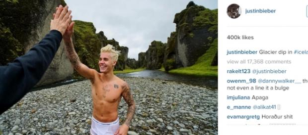 Justin Bieber partilhou o momento no Instagram. Justin Bieber partilhou o momento no Instagram.