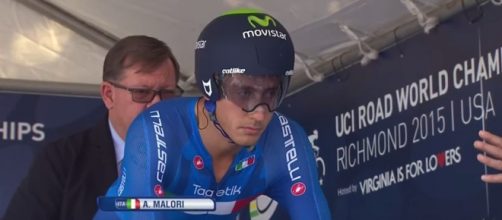 Adriano Malori al via della crono Mondiale