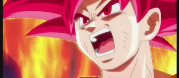 Goku incrementando su poder de Dios Goku incrementando su poder de Dios
