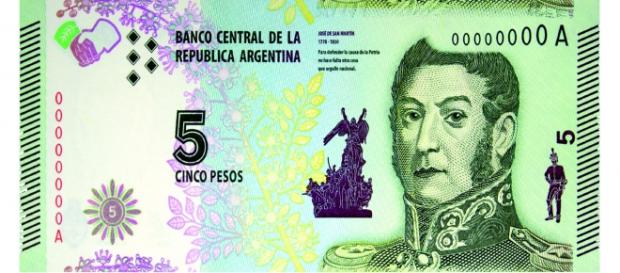 San Martín en el nuevo billete de 5 pesos San Martín en el nuevo billete de 5 pesos