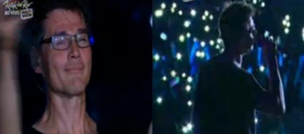 Vocalista se emociona com fãs no RIR Vocalista se emociona com fãs no RIR