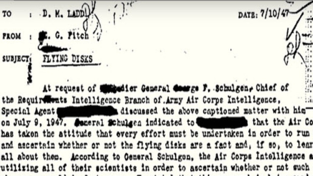 Parte del primo memorandum declassificato