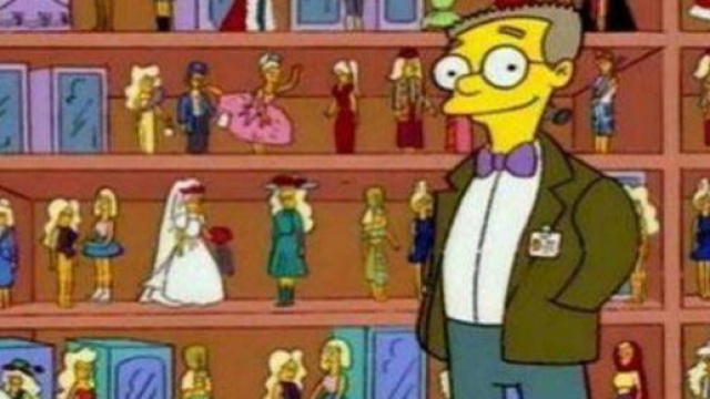 Smithers con la sua collezione di Malibu Stacy