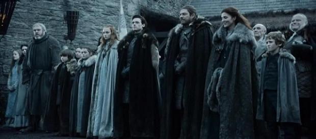 La familia Stark en Invernalia La familia Stark en Invernalia
