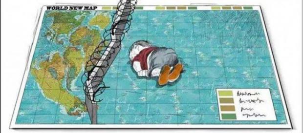 Dibujo en Internet homenaje al niño Aylan Kurdi. Dibujo en Internet homenaje al niño Aylan Kurdi.