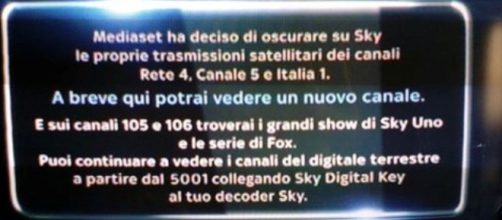 Messaggio Sky Italia per gli abbonati