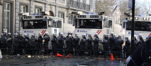 Polizia schierata a Bruxelles.
