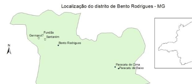 Localização das barragens em Mariana Localização das barragens em Mariana