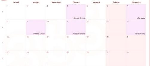 Calendario vacanze Carnevale 2016 scuola