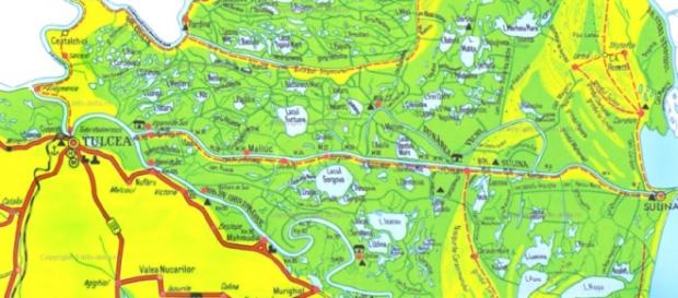 Delta Dunării- harta fizico-geografică Delta Dunării- harta fizico-geografică