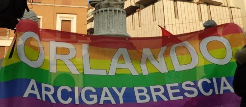 La bandiera di Orlando Arcigay di Brescia.