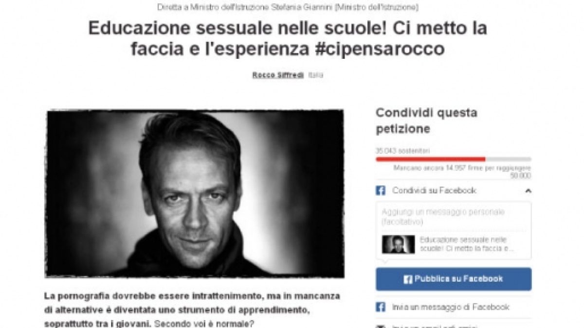 Educazione sessuale nelle scuole: Rocco Siffredi lancia una petizione, già  35 mila firme