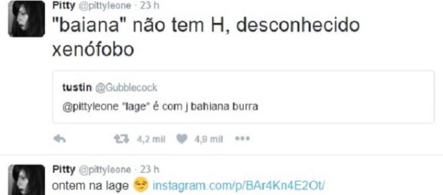 A cantora Pitty discutiu no Twitter A cantora Pitty discutiu no Twitter