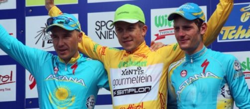 Seeldrayers (a destra) sul podio al Giro d'Austria