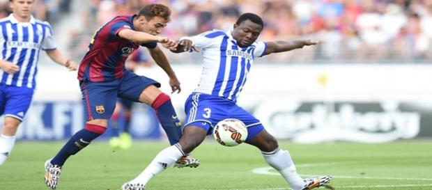 Gideo Baah, en un amistoso contra el Barça Gideo Baah, en un amistoso contra el Barça