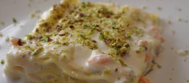 lasagne al pistacchio e salmone lasagne al pistacchio e salmone