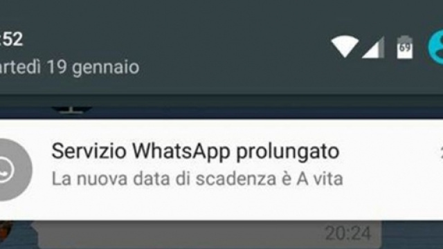 Il messaggio inviato dall'App "WhatsApp"