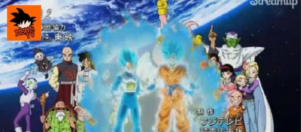 Gokú y Vegeta SSGSS en el opening Gokú y Vegeta SSGSS en el opening