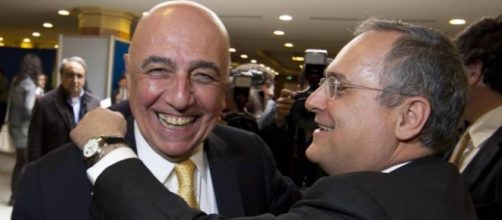 Galliani e Lotito ridono ad una riunione