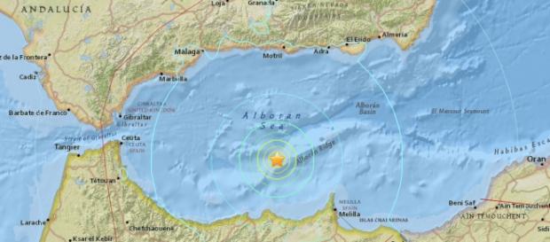 Epicentro del terremoto que ha afectado a Melilla Epicentro del terremoto que ha afectado a Melilla
