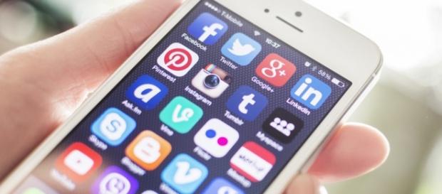 Many social media in a cell phone Many social media in a cell phone