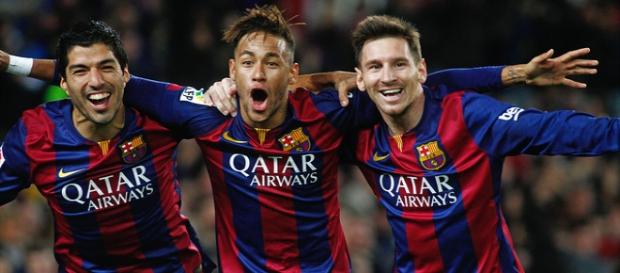 Suárez, Messi y Neymar, jugadores del FC Barcelona Suárez, Messi y Neymar, jugadores del FC Barcelona