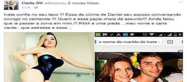 A suposta 'falsiane' desabafa em rede social A suposta 'falsiane' desabafa em rede social