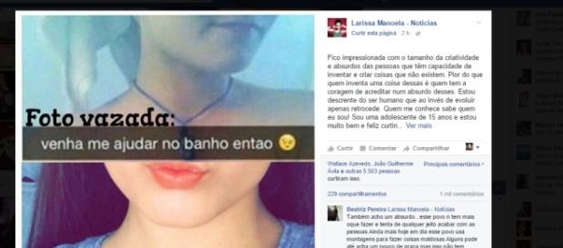 Larissa comenta fotos - Reprodução: Facebook Larissa comenta fotos - Reprodução: Facebook