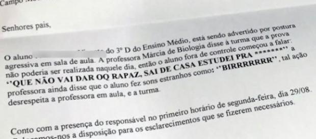 Alunos que levaram advertências bizarras Alunos que levaram advertências bizarras