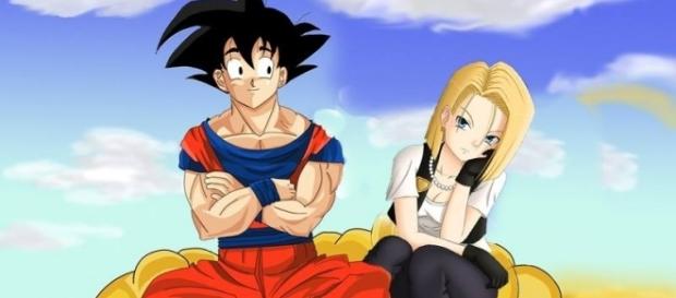 Goku y 18 enamorados en la nube Goku y 18 enamorados en la nube
