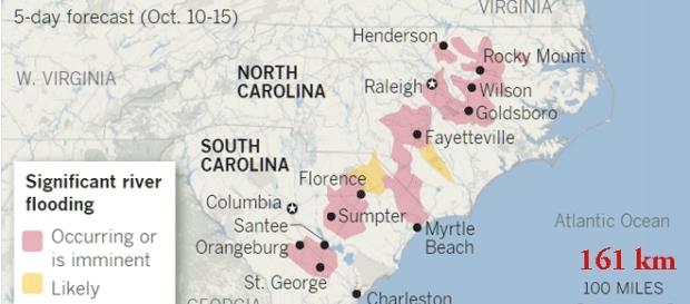 Si les autres États se relèvent, la Caroline du Nord subit des inondations sur des milliers de km² Si les autres États se relèvent, la Caroline du Nord subit des inondations sur des milliers de km²