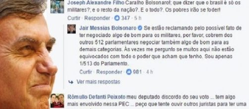 Bolsonaro faz acordo com Temer para que os militares não sejam prejudicado com a PEC 241