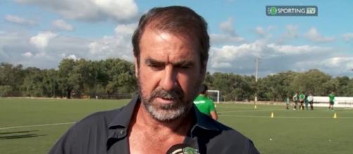 Eric Cantona being interviewed for Sporting Lisbon TV Channel.