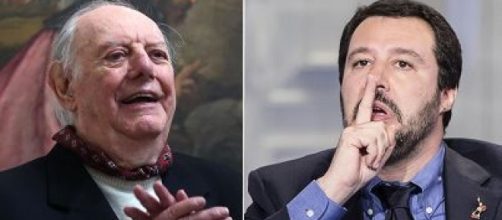 A sinistra il Nobel per la letteratura Dario Fo e, a destra, il leader leghista Matteo Salvini