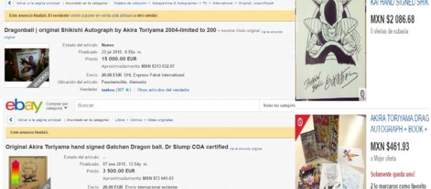Capturas eBay Akira Toriyama autografos Capturas eBay Akira Toriyama autografos