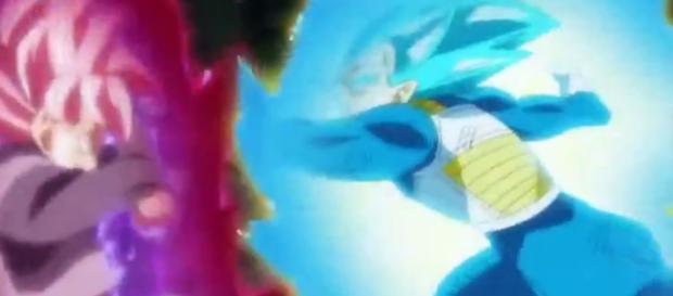 Vegeta tiene una dura batalla contra Black. Vegeta tiene una dura batalla contra Black.
