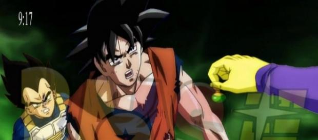 "FanArt" creado por "Raas" de Gowazu entregándoles en pendiente Potara a Goku y Vegeta "FanArt" creado por "Raas" de Gowazu entregándoles en pendiente Potara a Goku y Vegeta