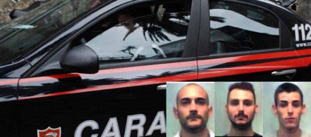 I Carabinieri hanno arrestato Elvio Cocco (il primo a sinistra), Giampaolo Caredda e Mirko Moretti. I Carabinieri hanno arrestato Elvio Cocco (il primo a sinistra), Giampaolo Caredda e Mirko Moretti.