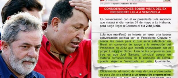 Lula, Chavez e o telegrama - Foto/Montagem Lula, Chavez e o telegrama - Foto/Montagem