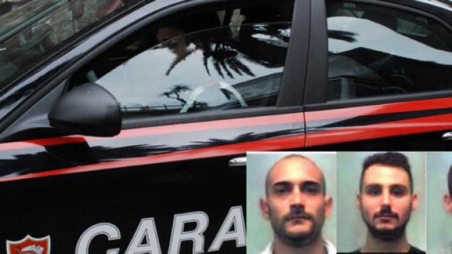 I Carabinieri hanno arrestato Elvio Cocco (il primo a sinistra), Giampaolo Caredda e Mirko Moretti.
