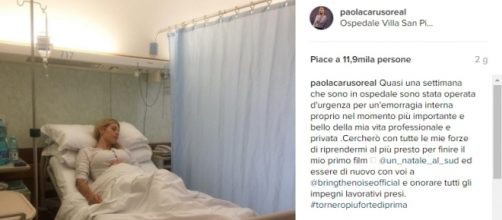 La "bonas" Paola Caruso pubblica una foto direttamente dall'ospedale dov'è ricoverata