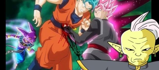Fan art de Bills ayudando a Gooku y Gowasu adelante de la escena Fan art de Bills ayudando a Gooku y Gowasu adelante de la escena