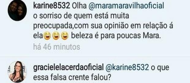 Comentário da internauta no Instagram Comentário da internauta no Instagram