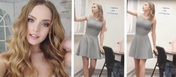 Ninguém segura essa professora gata, mas seus alunos andam a filmando escondidos Ninguém segura essa professora gata, mas seus alunos andam a filmando escondidos