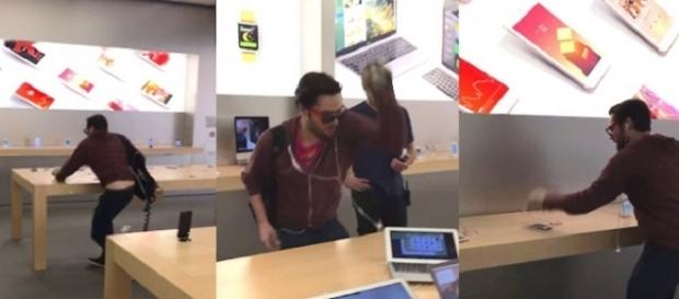 Capturas de los momentos en que el hombre destruye inventario en la tienda Capturas de los momentos en que el hombre destruye inventario en la tienda
