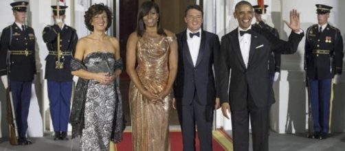 Obama e Renzi con le rispettive mogli