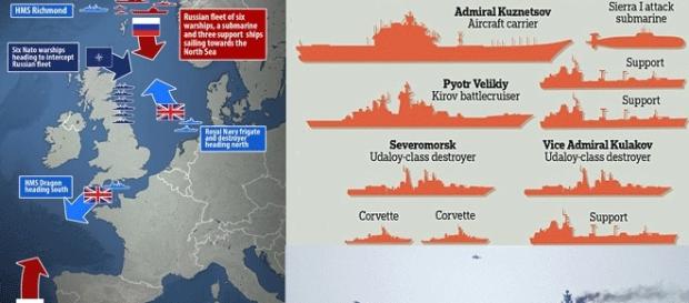 Le groupe naval russe, de la taille d'une forte escadre, se dirige vers la Syrie Le groupe naval russe, de la taille d'une forte escadre, se dirige vers la Syrie