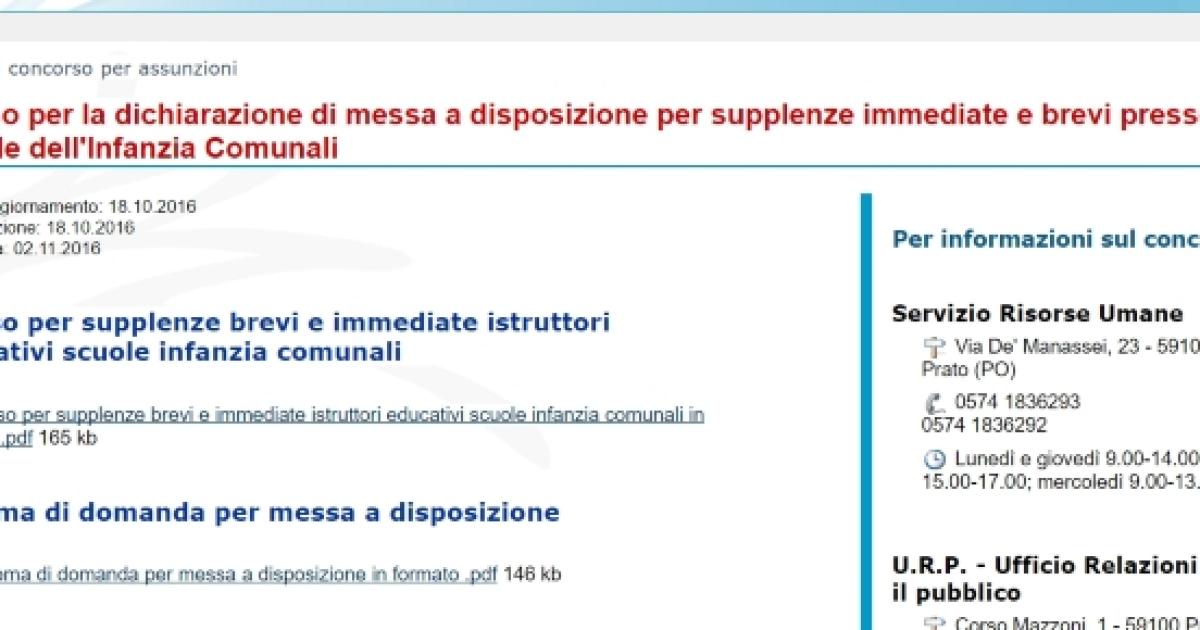 Supplenze Scuola Infanzia Domanda Messa A Disposizione