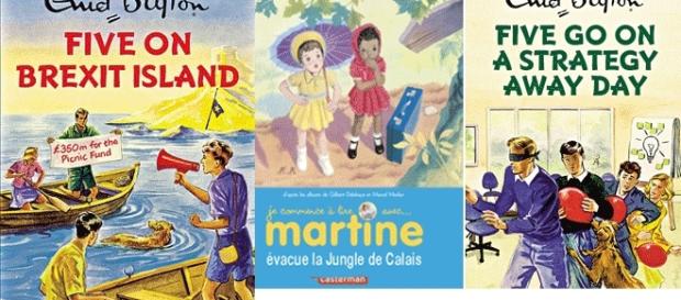 Des couvertures parodiques du Club des Cinq d'Enid Blyton s'emparent du thème du Brexit Des couvertures parodiques du Club des Cinq d'Enid Blyton s'emparent du thème du Brexit