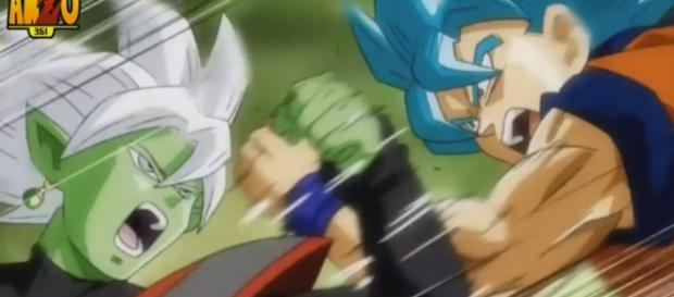 Una muestra de la pelea de Goku con la fusión de Black Goku y Zamasu Una muestra de la pelea de Goku con la fusión de Black Goku y Zamasu